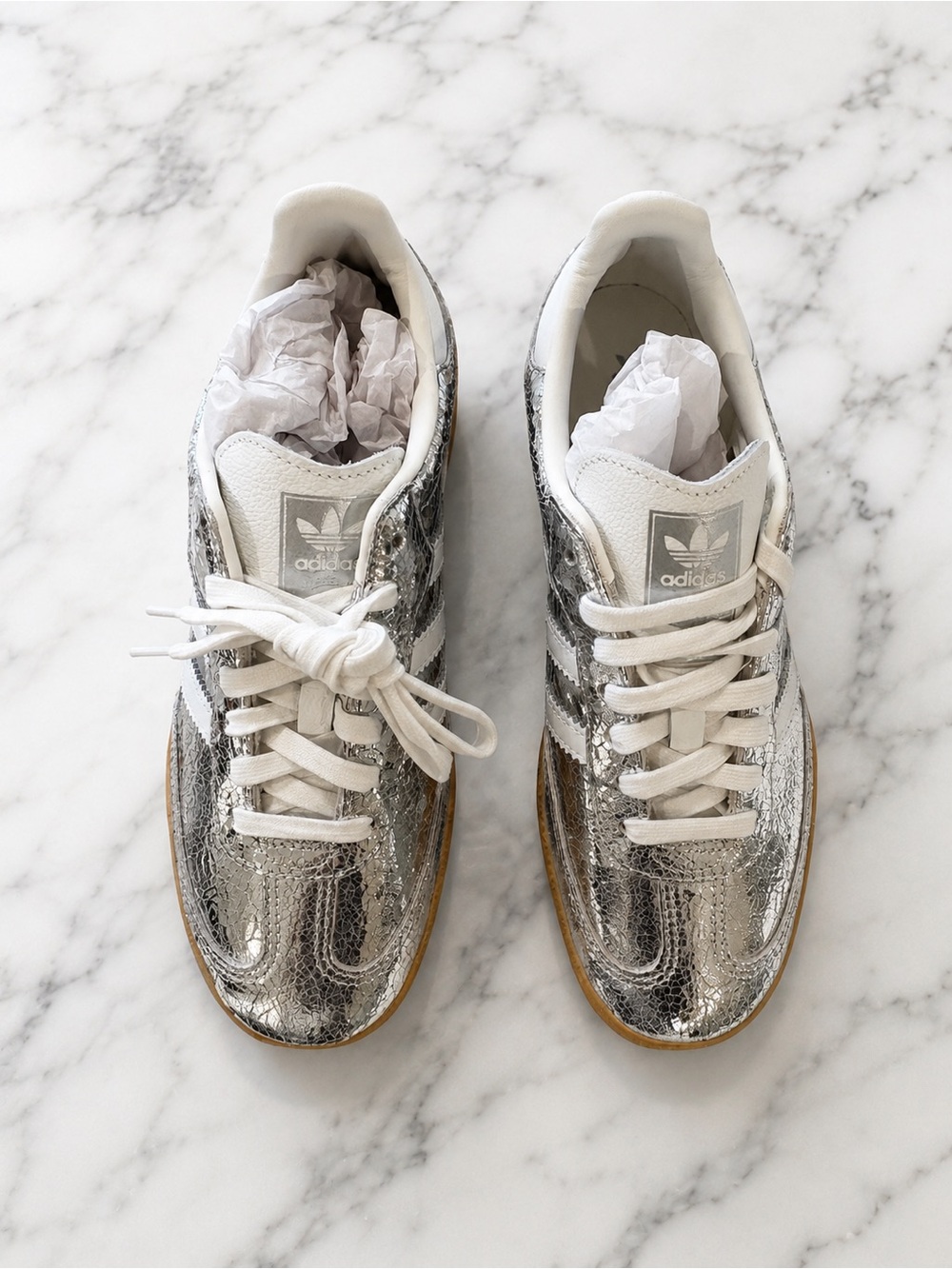 adidas Samba OG Metallic Silver with Gum Sole